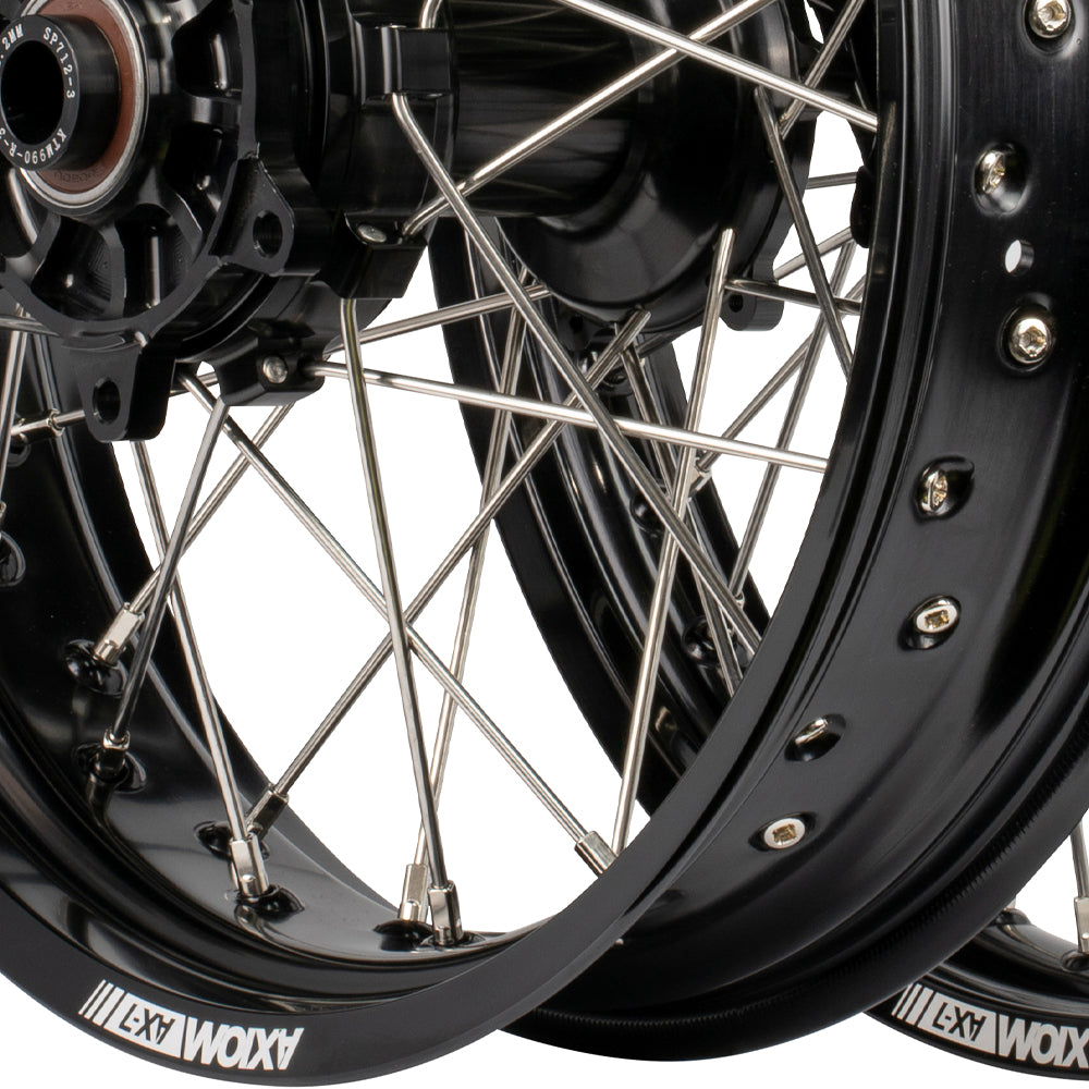 Axiom KTM 1090-1190-1290 2014-24 "Cush Drive" Black Rim / Black Hub 21x1.85 / 18x2.50 Adventure Wheelset