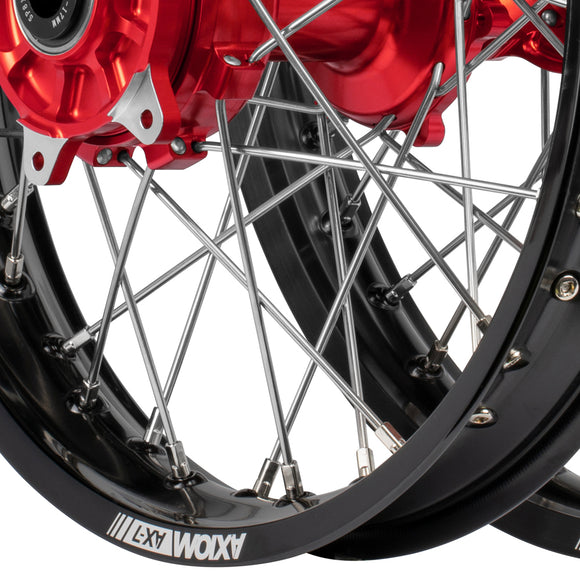 Axiom Honda CRF450R-450L 2014-24 "Cush Drive" Black Rim / Red Hub 21x1.6/18x2.15 Complete Wheel Set