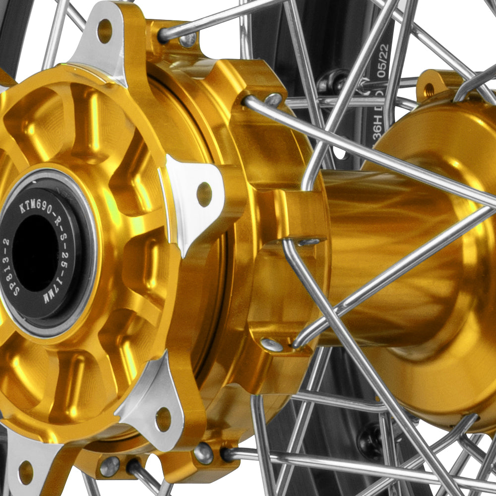 Axiom Suzuki DRZ400E 2000-24 "Cush Drive" Black Rim / Gold Hub 21x1.6/18x2.15 Complete Wheel Set