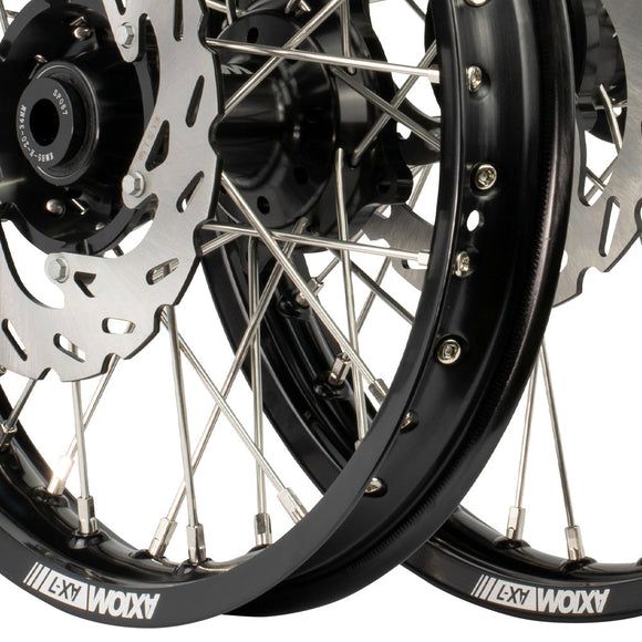 Axiom KTM 65SX / Hqva TC65  / Gas Gas MC65 2023-24 14x1.6/12x1.6 Black/Black Wheel Kit with Discs