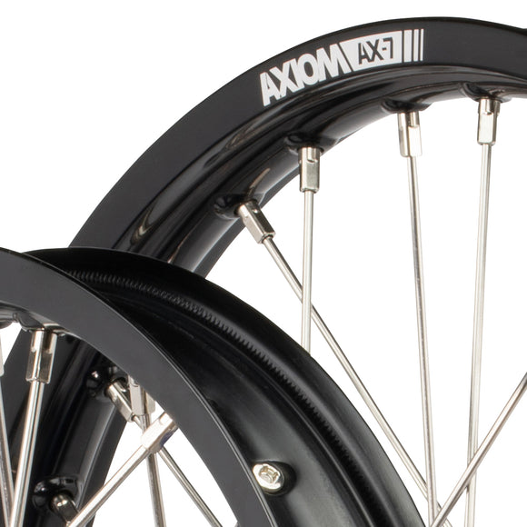 Axiom KTM / Husqvarna / Gas Gas 85cc SW 2021-24 Black Rim / Blue Hub 19x1.4/17x1.85 Flat Track Wheel Set