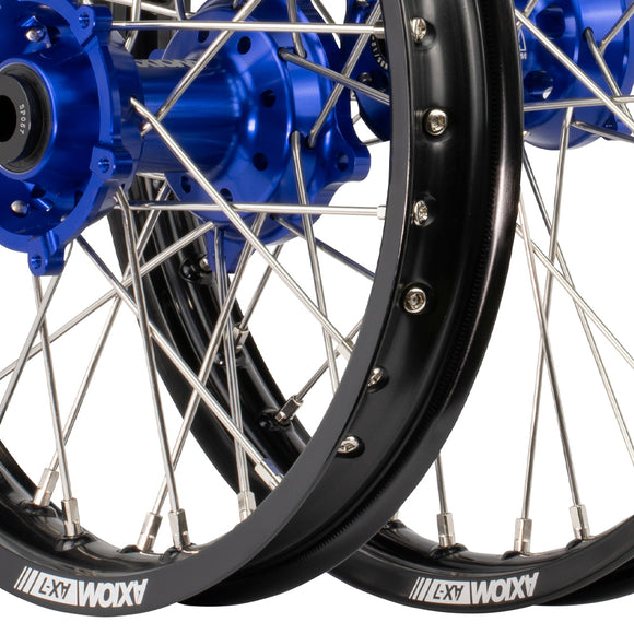 Axiom Yamaha / Suzuki YZ85/RM85 1993-24 BW Black Rim / Blue Hub 19x1.4/17x1.85 Flat Track Wheel Set