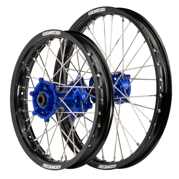 Axiom Yamaha / Suzuki YZ85/RM85 1993-24 BW Black Rim / Blue Hub 19x1.4/17x1.85 Flat Track Wheel Set