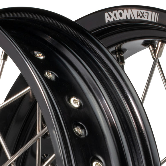 Axiom Suzuki DR650 1990-22 "Cush Drive" Black Rim / Silver Hub 17x3.5/4.25 Supermoto Wheels