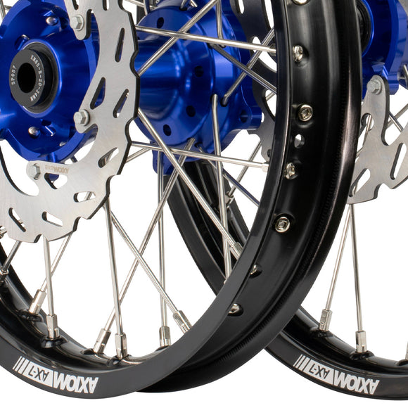 Axiom KTM 65SX / Hqva TC65  / Gas Gas MC65 2023-24 14x1.6/12x1.6 Black/Blue Wheel Kit with Discs