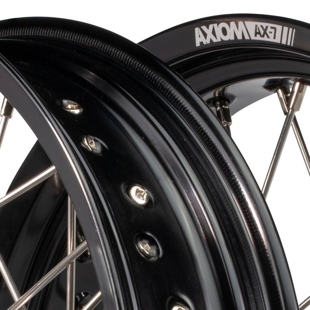 Axiom Suzuki DRZ400E 2000-24 "Cush Drive" Black Rim / Gold Hub / Black NIpples 17x3.5/4.25 Supermoto Wheels