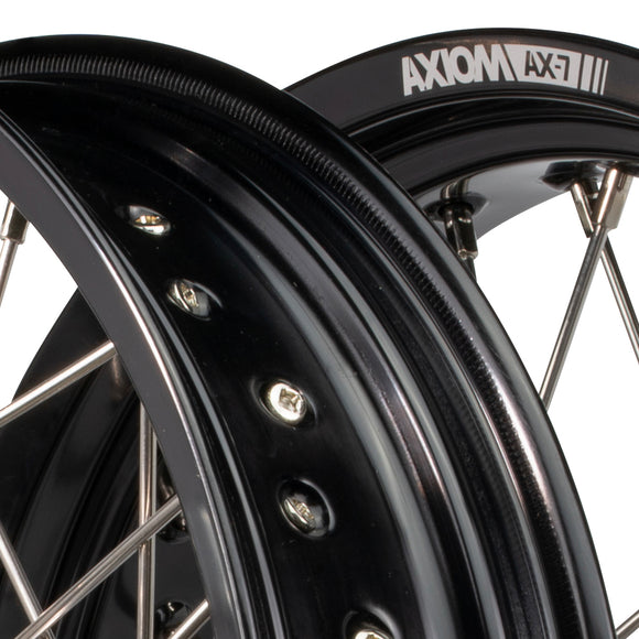 Axiom Suzuki DRZ400E 2000-24 "Cush Drive" Black Rim / Gold Hub / Black NIpples 17x3.5/4.25 Supermoto Wheels