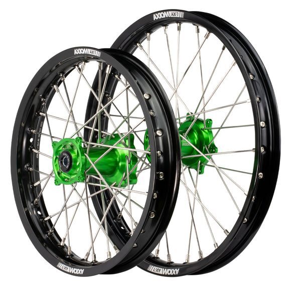 Axiom Kawasaki KX85 2001-24 BW Black Rim / Green Hub 17x1.4/14x1.60 Complete Wheel Set