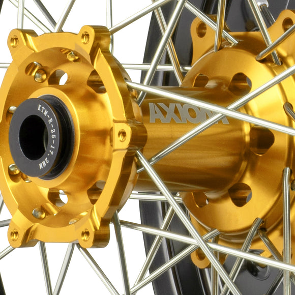 Axiom Suzuki DRZ400E 2000-24 Black Rim / Gold Hub / Black NIpples 17x3.5/4.25 Supermoto Wheels