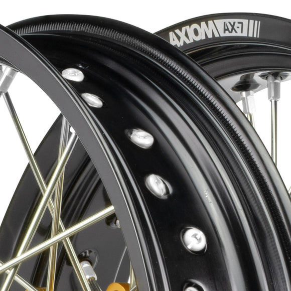 Axiom Suzuki DRZ400E 2000-24 Black Rim / Gold Hub / Black NIpples 17x3.5/4.25 Supermoto Wheels