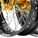 Axiom Suzuki DRZ400E 2000-24 Black Rim / Gold Hub / Black NIpples 17x3.5/4.25 Supermoto Wheels-5