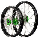 Axiom Kawasaki KX85 2001-24 BW Black Rim / Green Hub 19x1.6/16x1.85 Wheel Set with Discs-1