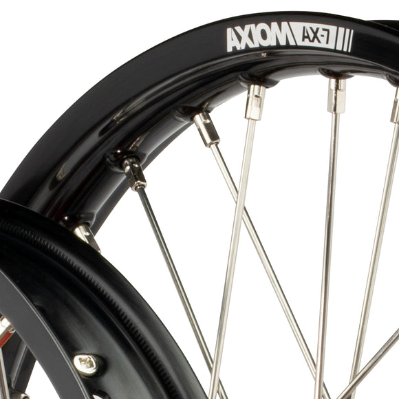 Axiom KTM / Husqvarna / Gas Gas 85cc SW 2021-24 Black Rim / Orange Hub 17x1.4/14x1.60 Complete Wheel Set