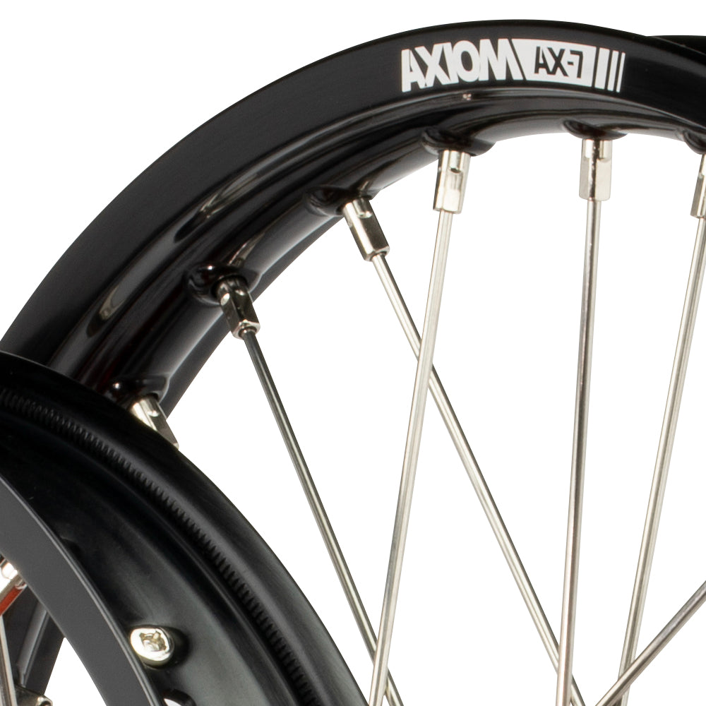 Axiom KTM / Husqvarna / Gas Gas 85cc SW 2021-24 Black Rim / Orange Hub 19x1.4/17x1.85 Flat Track Wheel Set