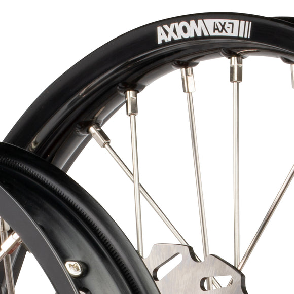 Axiom KTM / Husqvarna / Gas Gas 85cc BW 2021-24 Black Rim / Orange Hub 19x1.6/16x1.85 Wheel Set with Discs