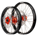Axiom KTM / Husqvarna / Gas Gas 85cc BW 2021-24 Black Rim / Orange Hub 19x1.6/16x1.85 Wheel Set with Discs-1