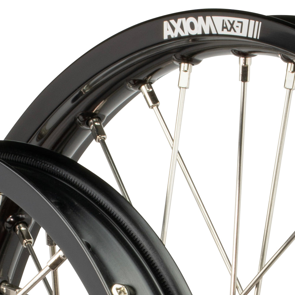 Axiom Honda CRF150R 2007-24 BW Black Rim / Red Hub 19x1.6/16x1.85 Complete Wheel Set