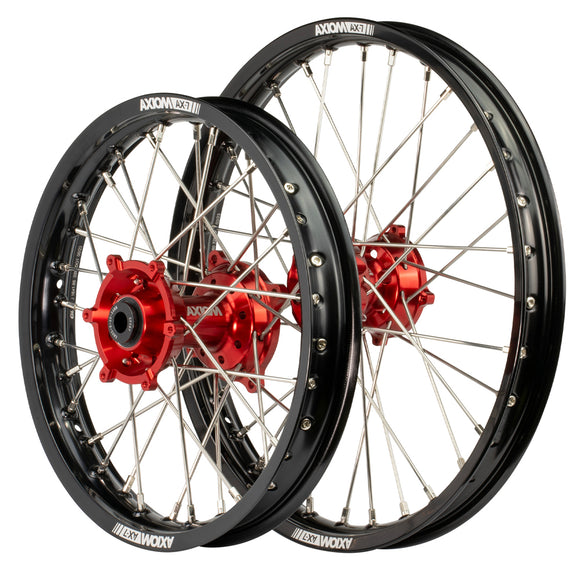 Axiom Honda CR85 1996-2007 BW Black Rim / Red Hub 19x1.4/17x1.85 Flat Track Wheel Set