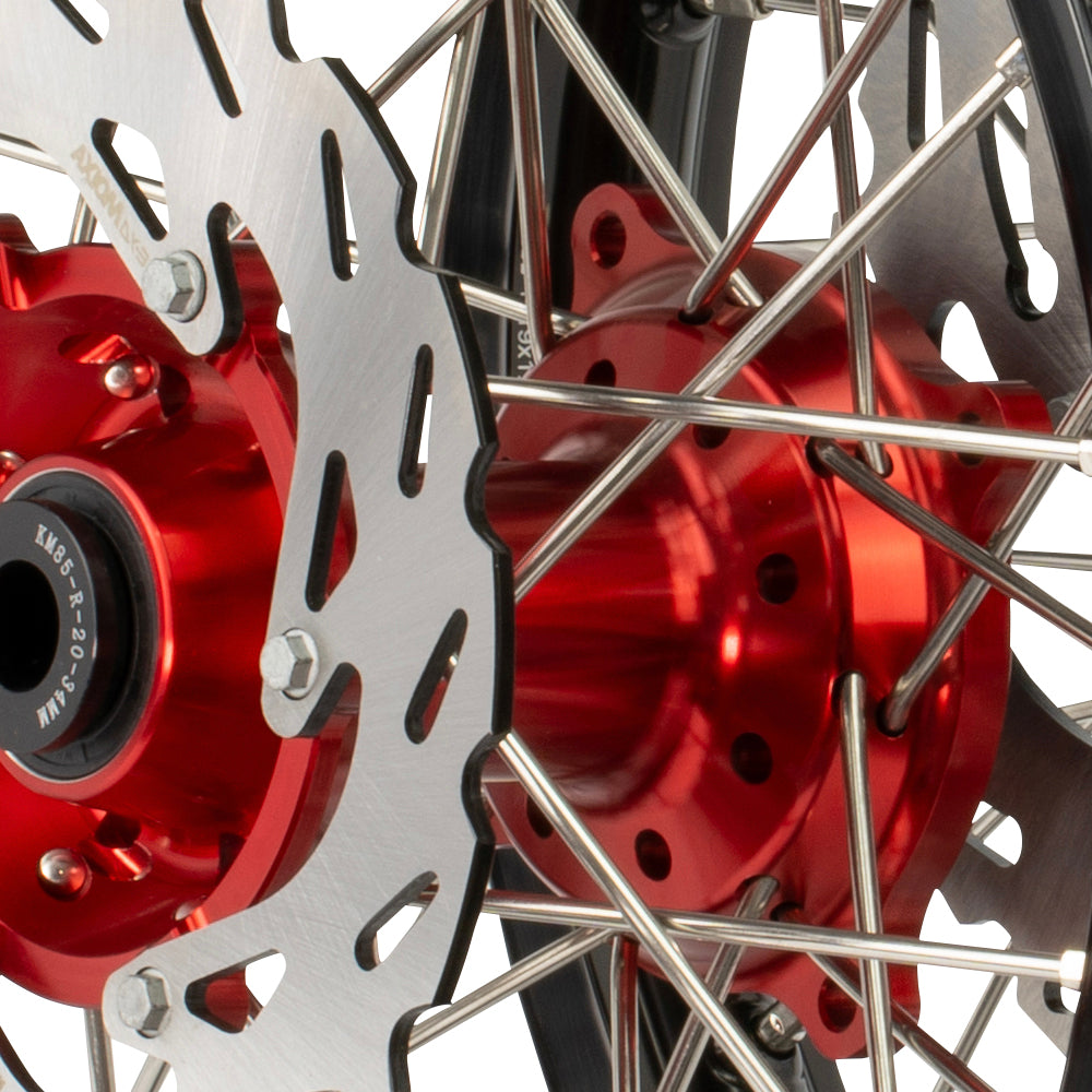 Axiom KTM / Husqvarna / Gas Gas 85cc SW 2021-24 Black Rim / Red Hub 17x1.4/14x1.60 Wheel Set with Discs