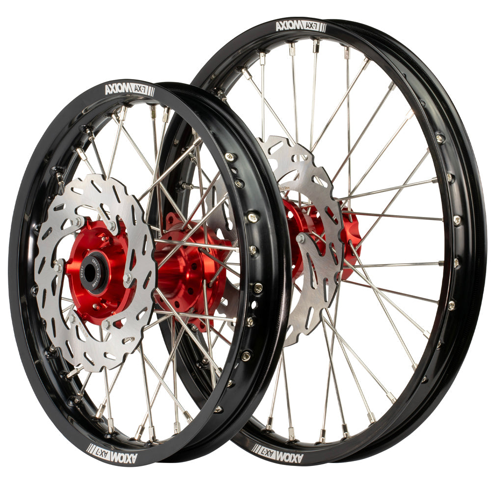 Axiom KTM 65SX / Hqva TC65  / Gas Gas MC65 2023-24 14x1.6/12x1.6 Black/Red Wheel Kit with Discs
