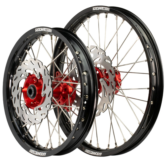 Axiom Honda CRF150R 2007-24 SW Black Rim / Red Hub 17x1.4/14x1.60 Wheel Set with Discs