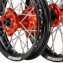 Axiom KTM / Husqvarna / Gas Gas 50cc 2014-23 Black Rim / Orange Hub 12x1.6/10x1.6 Complete Wheel set-4