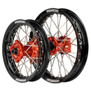 Axiom KTM / Husqvarna / Gas Gas 50cc 2014-23 Black Rim / Orange Hub 12x1.6/10x1.6 Complete Wheel set-1