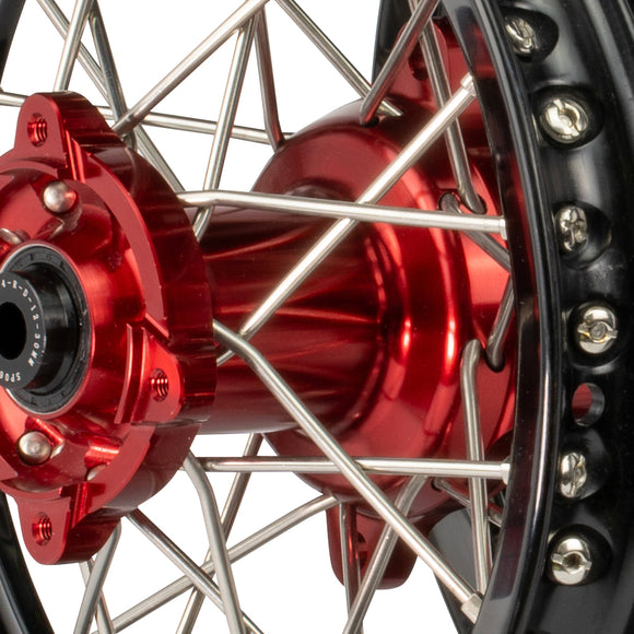 Axiom KTM / Husqvarna / Gas Gas 50cc 2014-23 Black Rim / Red Hub 12x1.6/10x1.6 Complete Wheel set