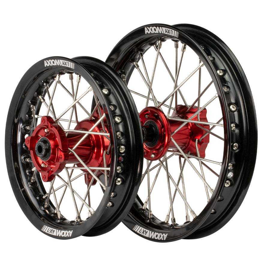Axiom KTM / Husqvarna / Gas Gas 50cc 2014-23 Black Rim / Red Hub 12x1 ...