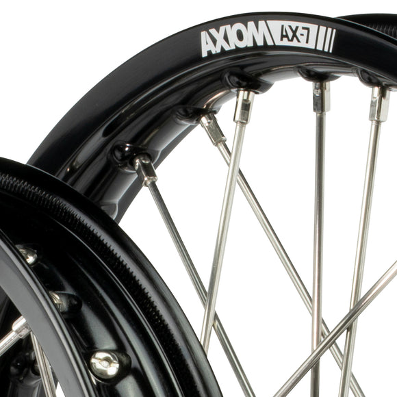 Axiom KTM / Husqvarna / Gas Gas 65cc 2012-24 Black Rim / Black Hub  14x1.6/12x1.6 Complete Wheel Set