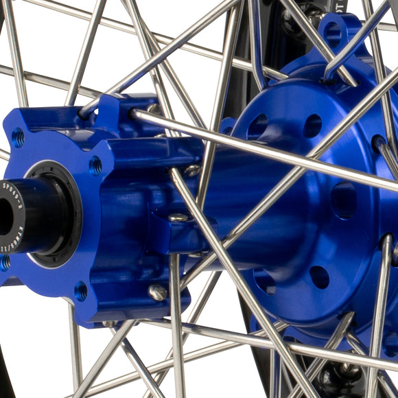 Axiom KTM / Husqvarna / Gas Gas 65cc 2012-24 Black Rim / Blue Hub 14x1.6/12x1.6 Complete Wheel Set