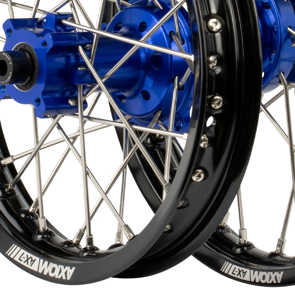 Axiom Yamaha YZ65 2018-24 Black Rim / Blue Hub 14x1.6/12x1.6 Complete Wheel Set