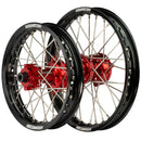 Axiom KTM / Husqvarna / Gas Gas 65cc 2012-24 Black Rim / Red Hub  14x1.6/12x1.6 Complete Wheel Set-1