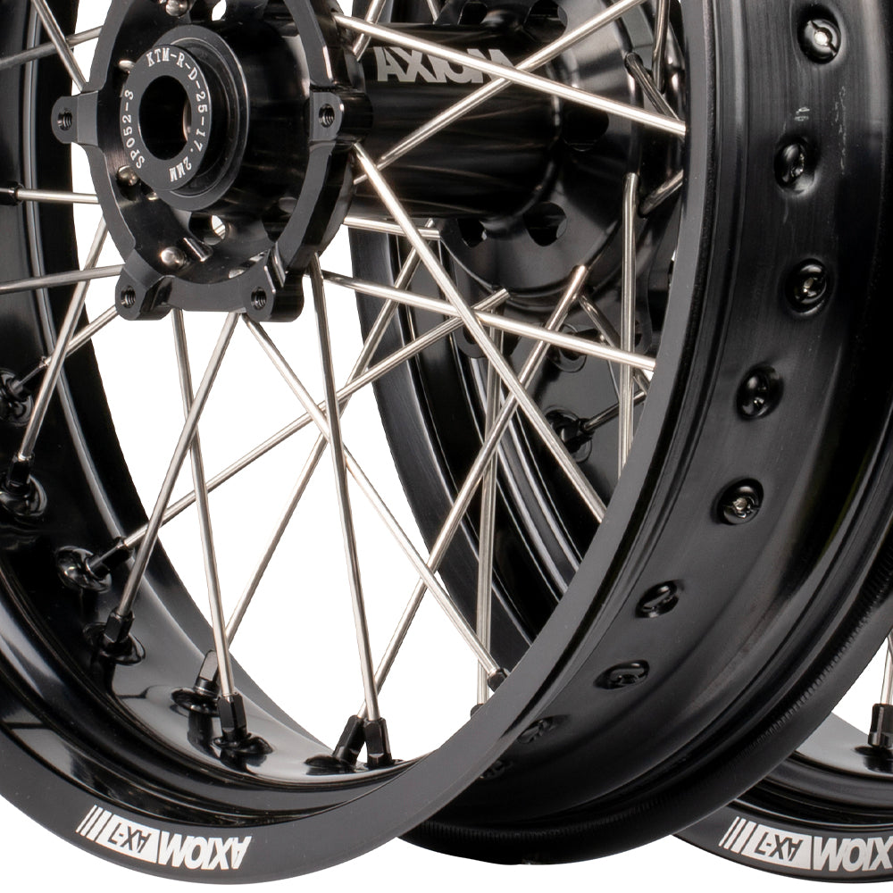 Axiom Honda CRF450R-450L 2014-24 Black Rim / Black Hub / Black NIpples 17x3.5/4.25 Supermoto Wheels