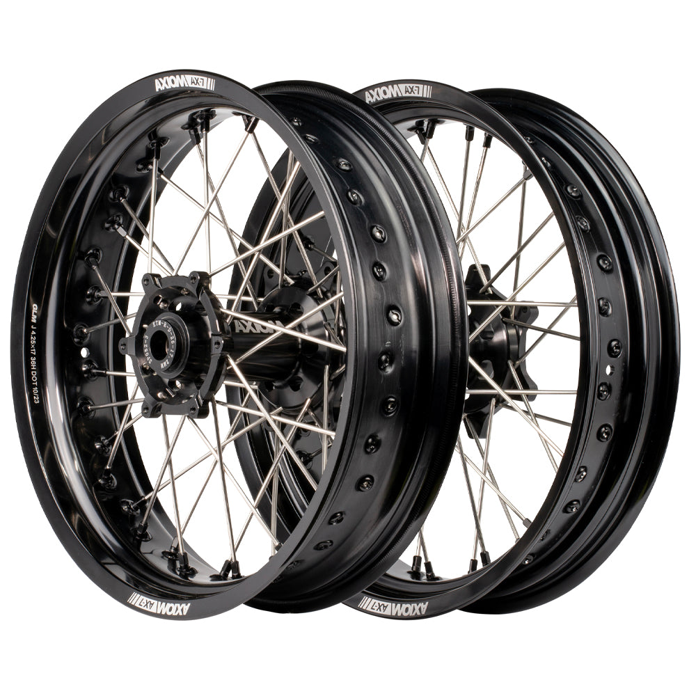 Axiom Honda CRF450R-450L 2014-24 Black Rim / Black Hub / Black NIpples 17x3.5/4.25 Supermoto Wheels