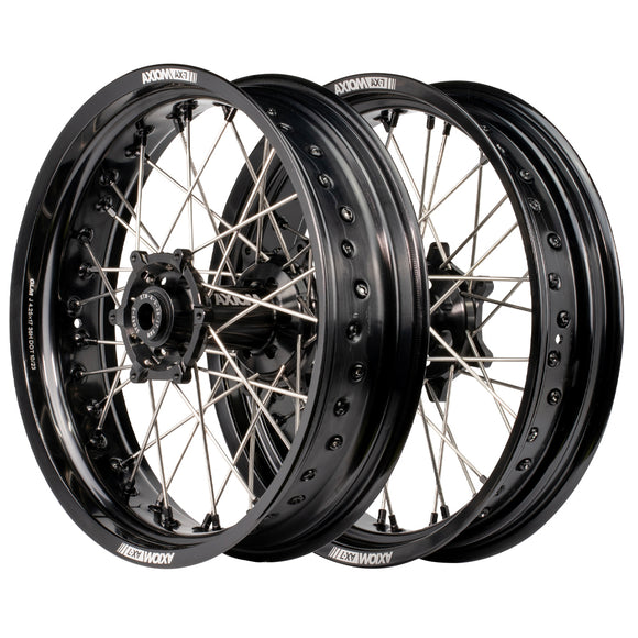 Axiom Kawasaki KLX450 Black Rim / Black Hub / Black Nipples 17x3.5/17x4.25 Supermoto Wheels