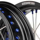 Axiom Yamaha WR250-450F 2019-24 "Cush Drive" Black Rim / Blue Hub / Blue Nipples 17x3.5/17x4.25 Supermoto Wheels-3