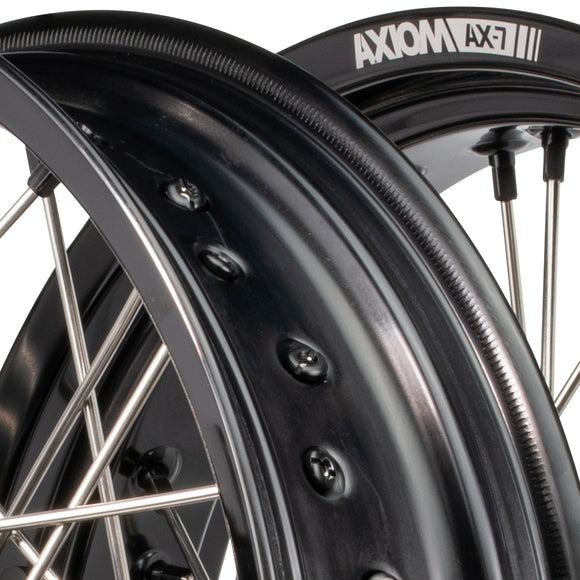 Axiom KTM / Husqvarna / Gas Gas 690-700-701 "Cush Drive" Black Rim / Black Hub 17x3.5/4.25 Supermoto Wheels