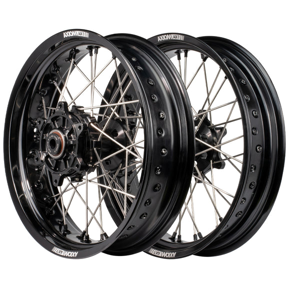 Axiom KTM / Husqvarna / Gas Gas 690-700-701 "Cush Drive" Black Rim / Black Hub 17x3.5/4.25 Supermoto Wheels