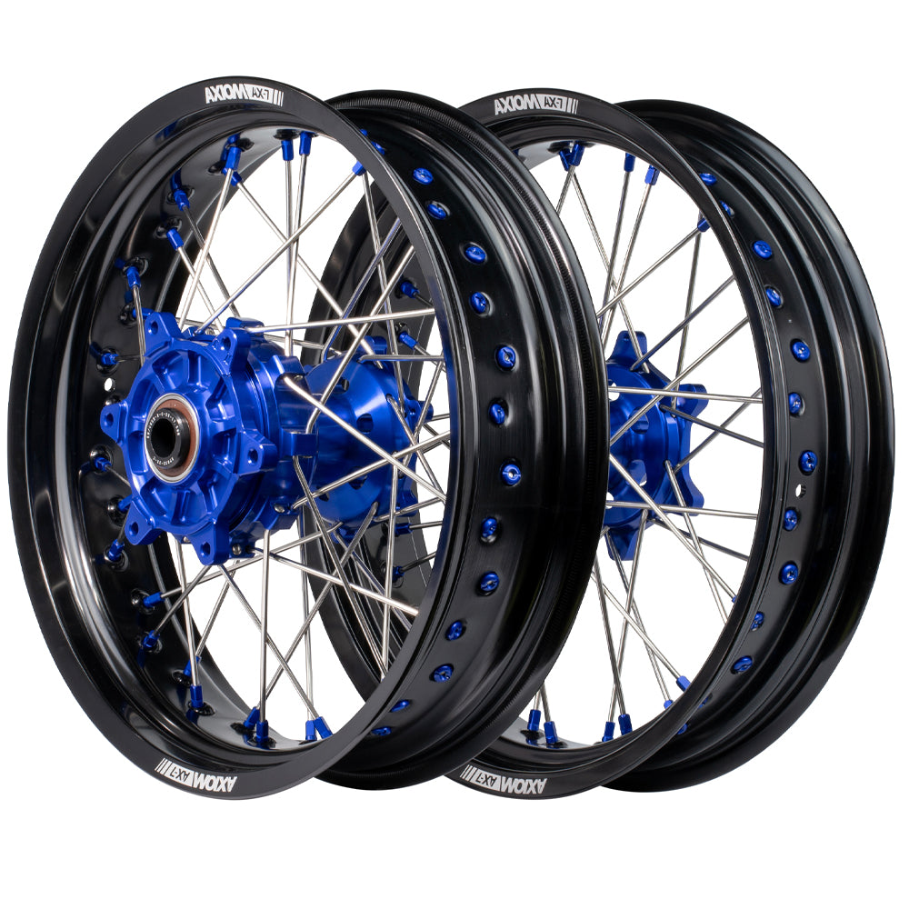Axiom Yamaha Tenere 700 2019-24 "Cush Drive" Black Rim / Blue Hub 17x3.5/4.25 Supermoto Wheels