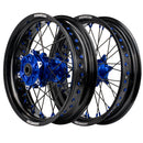 Axiom KTM / Husqvarna / GasGas "Cush Drive" Black Rim / Blue Hub / Black Spokes / Blue Nipples 17x.3.5/17x4.25 Supermoto Wheels-1