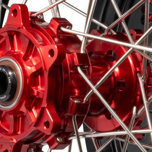 Axiom Honda CRF250-450X 2004-17 "Cush Drive" Black Rim / Red Hub / Red Nipples 17x3.5/4.25 Supermoto Wheels