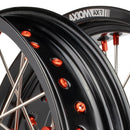 Axiom KTM / Husqvarna / Gas Gas 2003-24 Black Rim / Orange Hub / Orange Nipples 17x.3.5/17x4.25 Supermoto Wheels-3