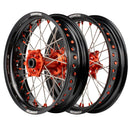 Axiom KTM / Husqvarna / Gas Gas 2003-24 Black Rim / Orange Hub / Orange Nipples 17x.3.5/17x4.25 Supermoto Wheels-1