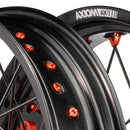 Axiom KTM / Husqvarna / Gas Gas 2003-24 Black Rim / Orange Hub / Black Spokes / Orange Nipples 17x.3.5/17x4.25 Supermoto Wheels-3