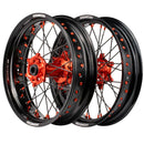 Axiom KTM / Husqvarna / GasGas "Cush Drive" Black Rim / Orange Hub / Black Spokes / Orange Nipples 17x.3.5/17x4.25 Supermoto Wheels-1