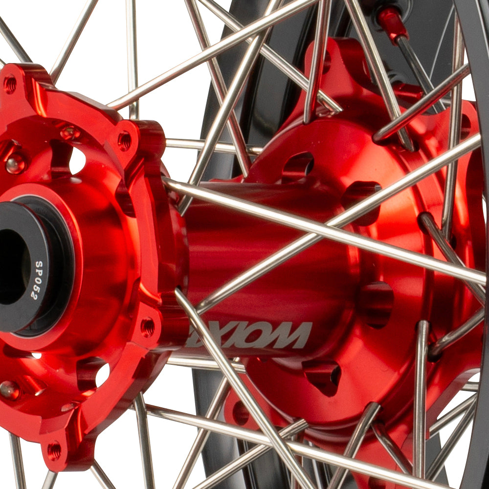 Axiom Honda CRF250-450X 04-17 Black Rim / Red Hub / Red NIpples 17x3.5/4.25 Supermoto Wheels