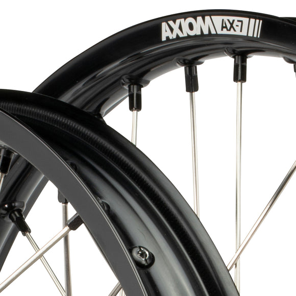 Axiom KTM / Husqvarna / Gas Gas 2003-24 Black Rim / Black Hub 19x2.15/19x2.50 Flat Track Wheel Set