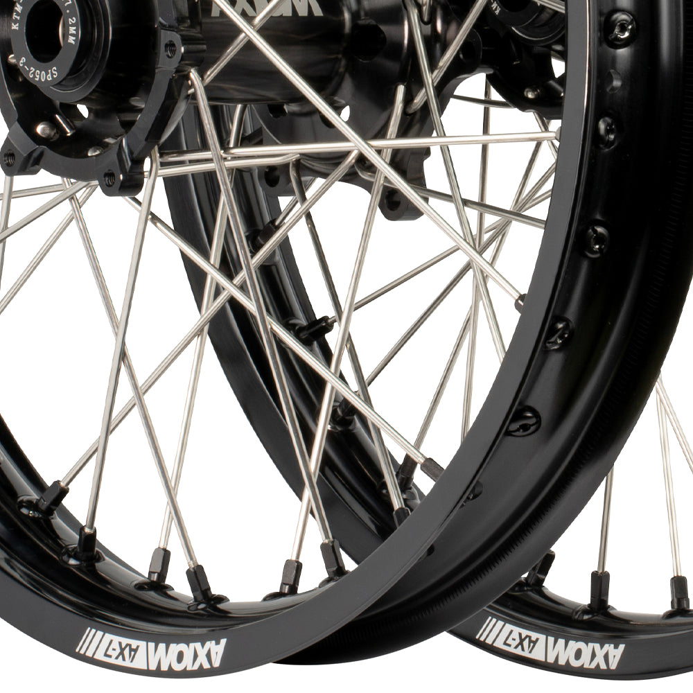 Axiom Honda CRF250-450R 2014-24 Black Rim / Black Hub 19x2.15/19x2.50 Flat Track Wheel Set