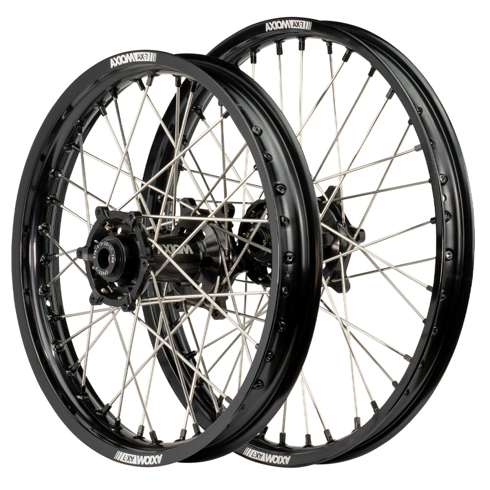 Axiom Suzuki DRZ400E 2000-24 Black Rim / Black Hub / Black Nipples 21x1.6/18x2.15 Complete Wheel Set